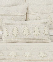 J. Queen New York Holiday Collection All that Glitters Appliqued Faux-Fur Christmas Trees Outlined Boudoir Pillow