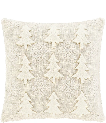 J. Queen New York Holiday Collection All that Glitters Large Scale Faux-Fur Christmas Tree 18#double; Square Pillow