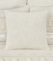 J. Queen New York Holiday Collection All that Glitters Winter White Faux-Fur Reversible Square Pillow