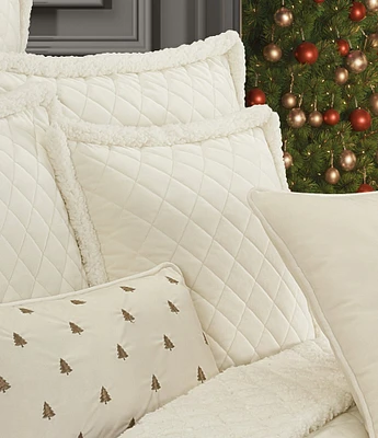 J. Queen New York Holiday Collection Casey Sherpa Reversible Square Quilted Pillow