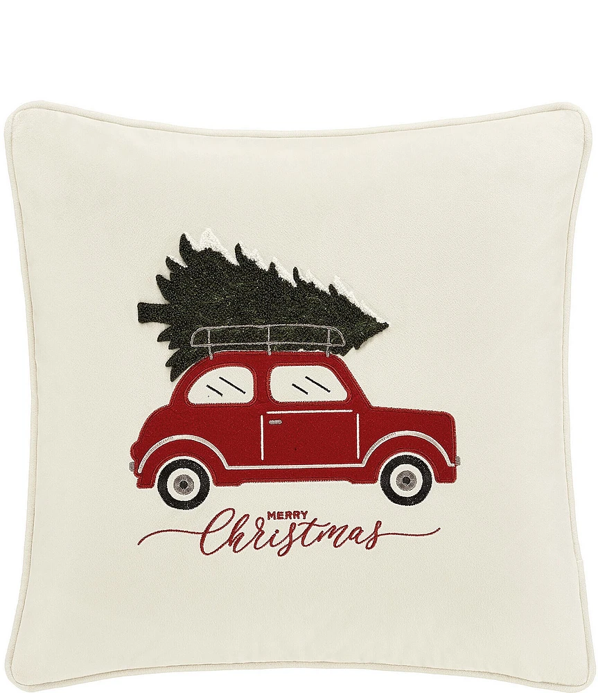 J. Queen New York Holiday Collection Christmas Car Square Pillow