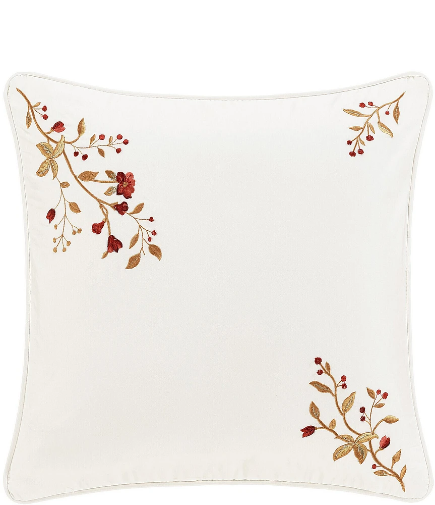 J. Queen New York Holiday Collection Juniper Embroidered -Inch Square Pillow