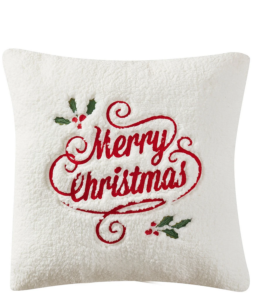 J. Queen New York Holiday Collection Merry Christmas Square Decorative Pillow