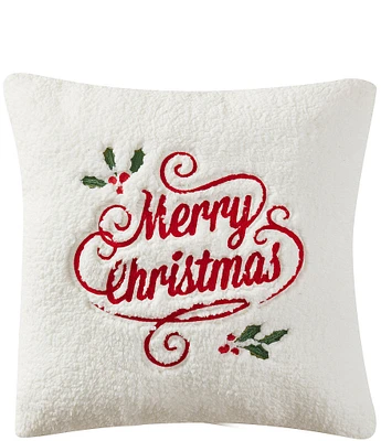 J. Queen New York Holiday Collection Merry Christmas Square Decorative Pillow