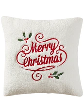 J. Queen New York Holiday Collection Merry Christmas Square Decorative Pillow