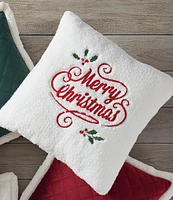 J. Queen New York Holiday Collection Merry Christmas Square Decorative Pillow