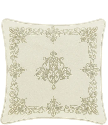 J. Queen New York Holiday Collection Noelle Embroidered Center Medallion Square Pillow