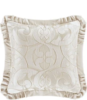 J. Queen New York La Boheme Damask Flanged Embellished Square Pillow