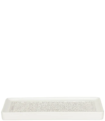 J. Queen New York Lauralynn Embossed Glazed Ceramic Bath Tray