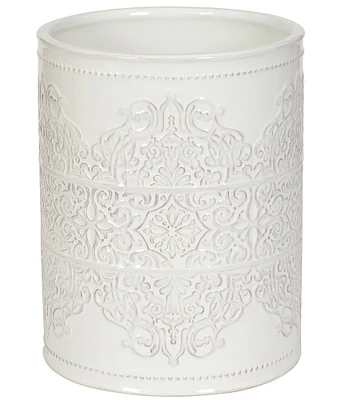 J. Queen New York Lauralynn Embossed Glazed Ceramic Wastebasket