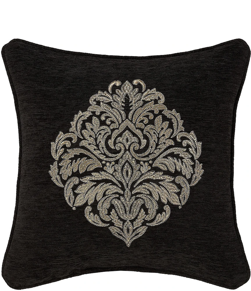 J. Queen New York Laurenza Embroidery Damask Square Embellished Decorative Throw Pillow