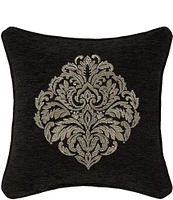 J. Queen New York Laurenza Embroidery Damask Square Embellished Decorative Throw Pillow