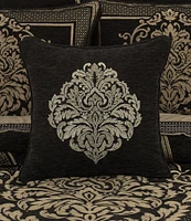 J. Queen New York Laurenza Embroidery Damask Square Embellished Decorative Throw Pillow