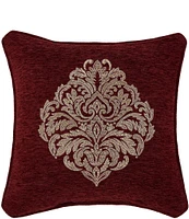 J. Queen New York Laurenza Embroidery Damask Square Embellished Decorative Throw Pillow