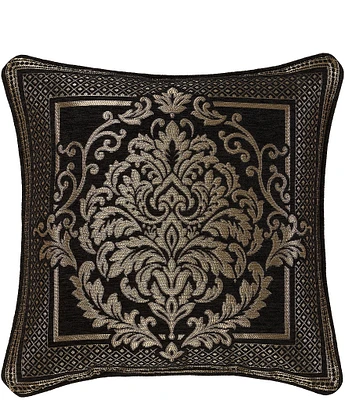 J. Queen New York Laurenza Woven Damask Bordered Reversible Square Decorative Throw Pillow