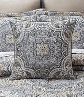 J. Queen New York Legend Grand-Scale Woven Medallion Print Reversible Square Pillow