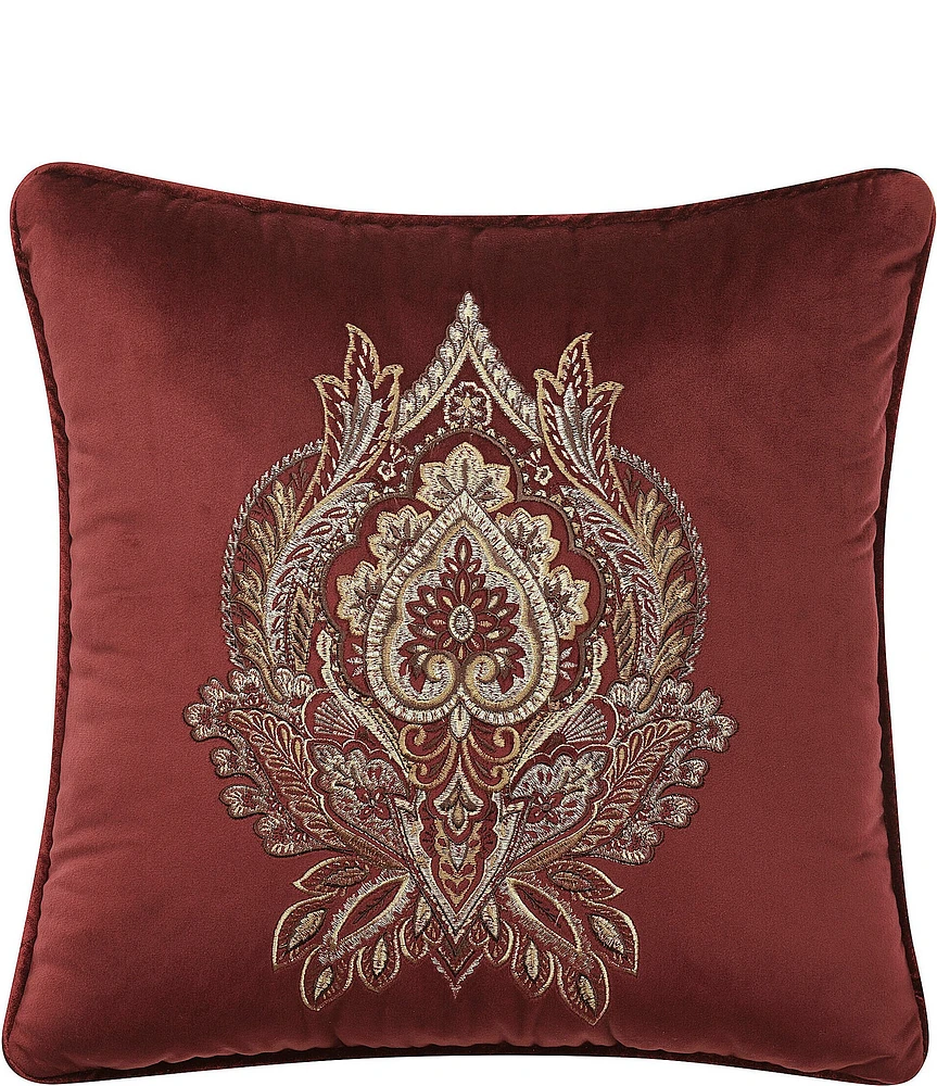 J. Queen New York Madeira Embroidered Damask Square Pillow