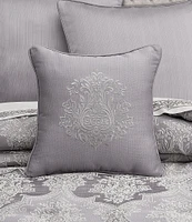 J. Queen New York Mary Woven Damask Embroidered Square Pillow