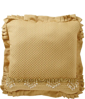 J. Queen New York Napoleon Beaded Pleated Square Pillow