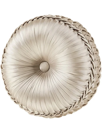 J. Queen New York Pecora Button-Tufted Pleated Detail Satin Round Pillow