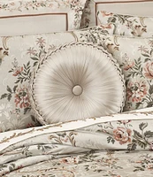 J. Queen New York Pecora Button-Tufted Pleated Detail Satin Round Pillow