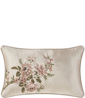 J. Queen New York Pecora Embroidered Floral Reversible Boudoir Decorative Pillow