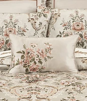 J. Queen New York Pecora Embroidered Floral Reversible Boudoir Decorative Pillow