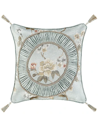 J. Queen New York Prestige Woven Floral Multi-Colored Tassels Square Decorative Throw Pillow
