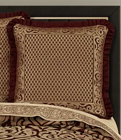 J. Queen New York Renzo Gold Tear-Drop Diamond Patterned and Flanged Framed Reversible Euro Sham