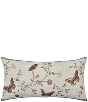 J. Queen New York Santa Rosa Embroidered Butterfly & Vine Reversible Boudoir Decorative Throw Pillow