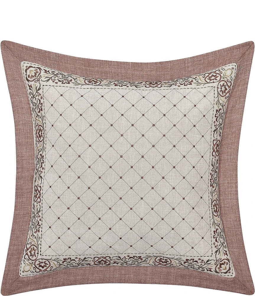 J. Queen New York Santa Rosa Embroidered Lattice Starburst Dot Framed Reversible Square Pillow