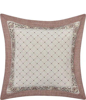 J. Queen New York Santa Rosa Embroidered Lattice Starburst Dot Framed Reversible Square Pillow