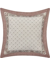 J. Queen New York Santa Rosa Embroidered Lattice Starburst Dot Framed Reversible Square Pillow