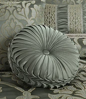 J. Queen New York Santino Button-Tufted Satin Round Pillow