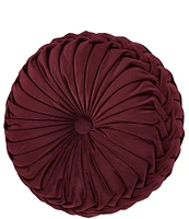 J. Queen New York Townsend Button-Tufted Pleated Round Pillow