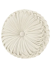 J. Queen New York Townsend Button-Tufted Pleated Round Pillow