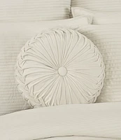 J. Queen New York Townsend Button-Tufted Pleated Round Pillow