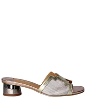 J. Renee Amorra Metallic Leather Mesh Slide Sandals