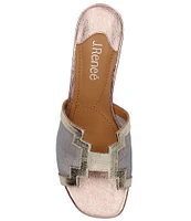 J. Renee Amorra Metallic Leather Mesh Slide Sandals