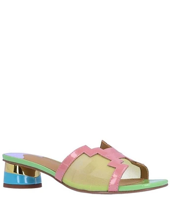 J. Renee Amorra Pastel Patent Mesh Slide Sandals