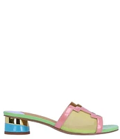 J. Renee Amorra Pastel Patent Mesh Slide Sandals