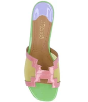 J. Renee Amorra Pastel Patent Mesh Slide Sandals