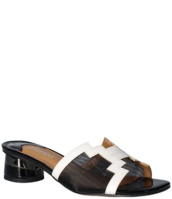 J. Renee Amorra Patent And Mesh Slide Sandals