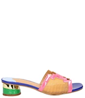 J. Renee Amorra Rainbow Patent Mesh Slide Sandals