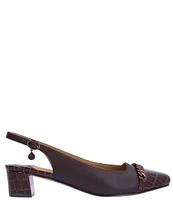 J. Renee Bagley Crocodile Embossed Chain Slingback Pumps