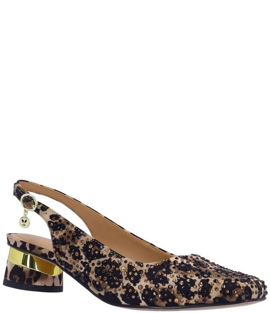 J. Renee Baline Leopard Print Rhinestone Sling Pumps