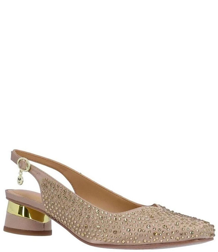 J. Renee Baline Satin Rhinestone Slingback Pumps