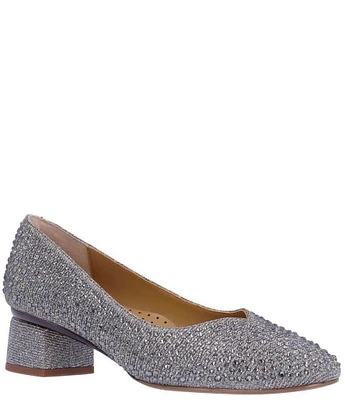 J. Renee Bielle Glitter Fabric Rhinestone Pumps