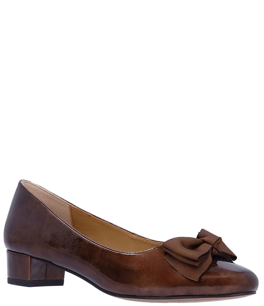 J. Renee Cameo Patent Grosgrain Bow Detail Pumps