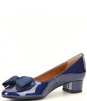 J. Renee Cameo Patent Bow Detail Block Heel Pumps